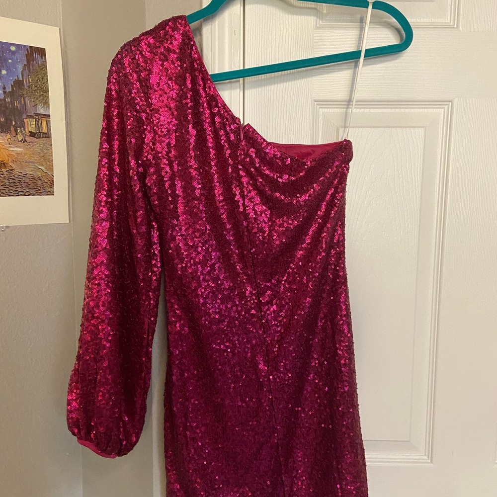 HELLO MOLLY RELEASE YOUR MIND PINK ONE SLEEVE DRESS MINI HOMECOMING